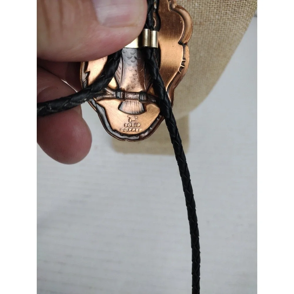 Vintage Solid Copper OWL Bolo Tie Native American Indian Style Rockabilly GPA